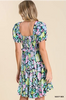 Floral Sweetheart Neckline Tiered Dress with Puff Sleeves, Ruffle Trim Detail, and Smocked Back