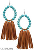 Round Shape Wired Natural Turquoise Gem Stone Ball with Suede Tassel