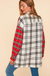 Plaid Color Block TwoFer Button Down Shirt