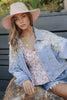 Mesh Stitching Nail Drill Button Down Denim Jacket