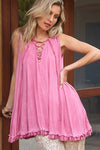BLOWOUT POL Sleeveless tie front tunic top