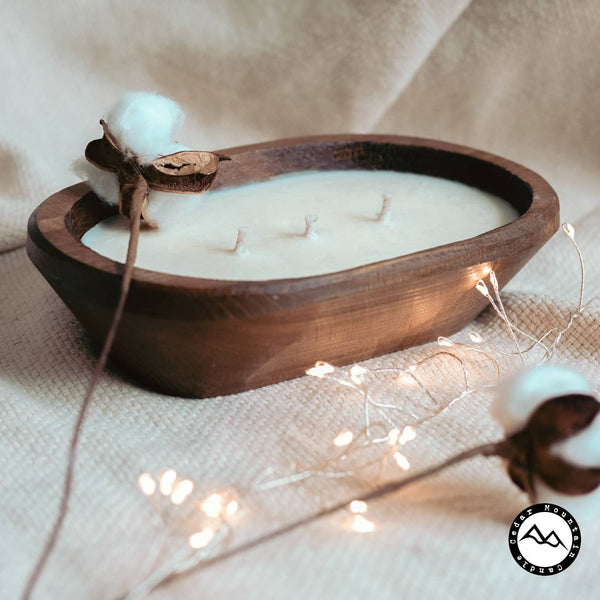 3 Wick Rustic Dough Bowl Candle - Natural Wood/Citronella