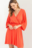 V-neck Elbow Kimono Sleeve Dress