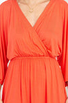 V-neck Elbow Kimono Sleeve Dress