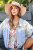 Mesh Stitching Nail Drill Button Down Denim Jacket
