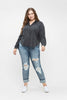 Judy Blue - Mid-Rise Boyfriend Destroyed Bleach Splatter - Curvy Size