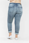Judy Blue - Mid-Rise Boyfriend Destroyed Bleach Splatter - Curvy Size