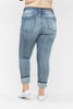 Judy Blue - Mid-Rise Boyfriend Destroyed Bleach Splatter - Curvy Size
