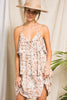 Neutral Floral Tiered Mini Dress