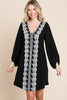 Black Dress V Neck Lace Front - Curvy Size