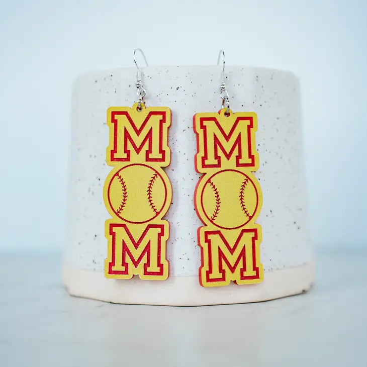 Softball Mom Earrings - Letter Dangles - Handmade Earrings