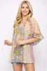 XMAS in July- Floral Prints Mixed Chiffon Peasant Top