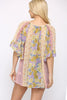 XMAS in July- Floral Prints Mixed Chiffon Peasant Top