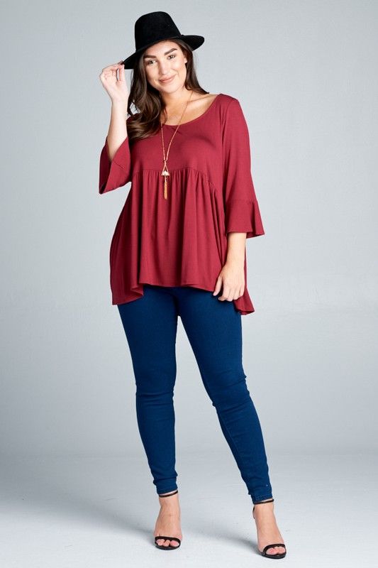 NEW Solid Round Neck Jersey Tunic Top - Curvy Size