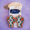 Aztec Cactus Inset Dangle Earrings