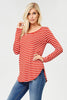 XMAS JULY Stripe Scoop Neck Long Sleeve Top