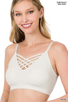 Front V-lattice Bralette with Removable Bra Pads - 3 Colors