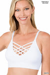 Front V-lattice Bralette with Removable Bra Pads - 3 Colors
