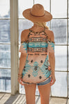"Andy" Aztec/Animal Print Cold Shoulder Top