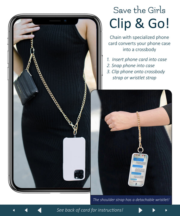 Clip & Go Chain w/Zippered Pouch Gold - Blush & Cactus
