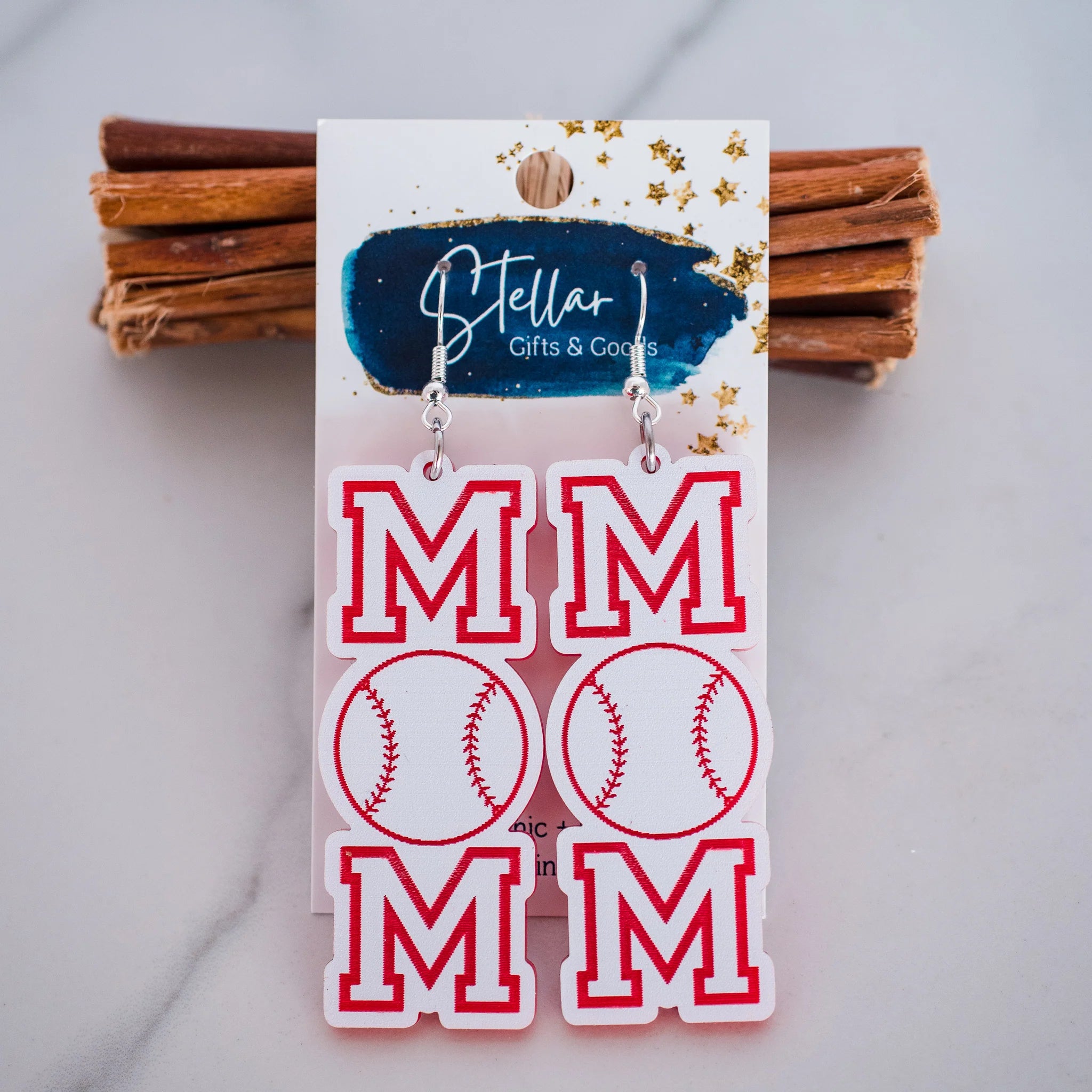 Baseball Mom Letter Dangle Earrings