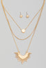 Layered Chain Sun Ray Pendant Necklace Set - 2 Colors