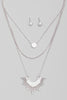 Layered Chain Sun Ray Pendant Necklace Set - 2 Colors