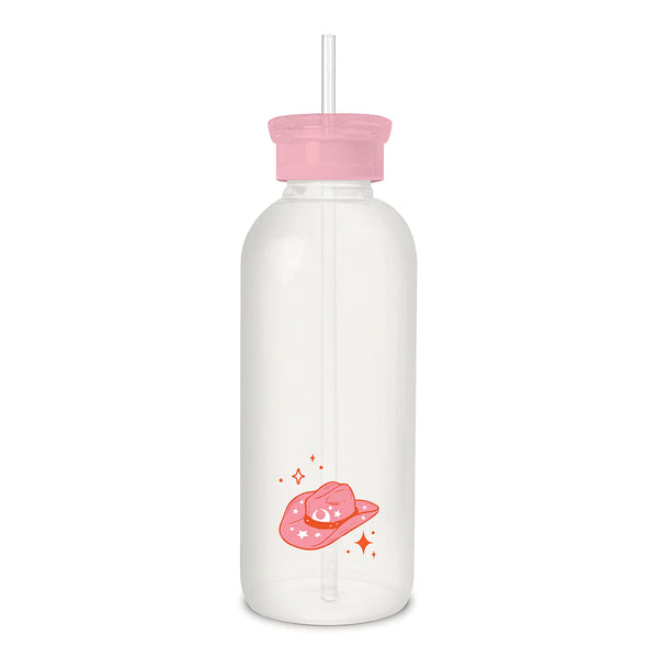 Howdy Partner Glass Water Bottle with Straw