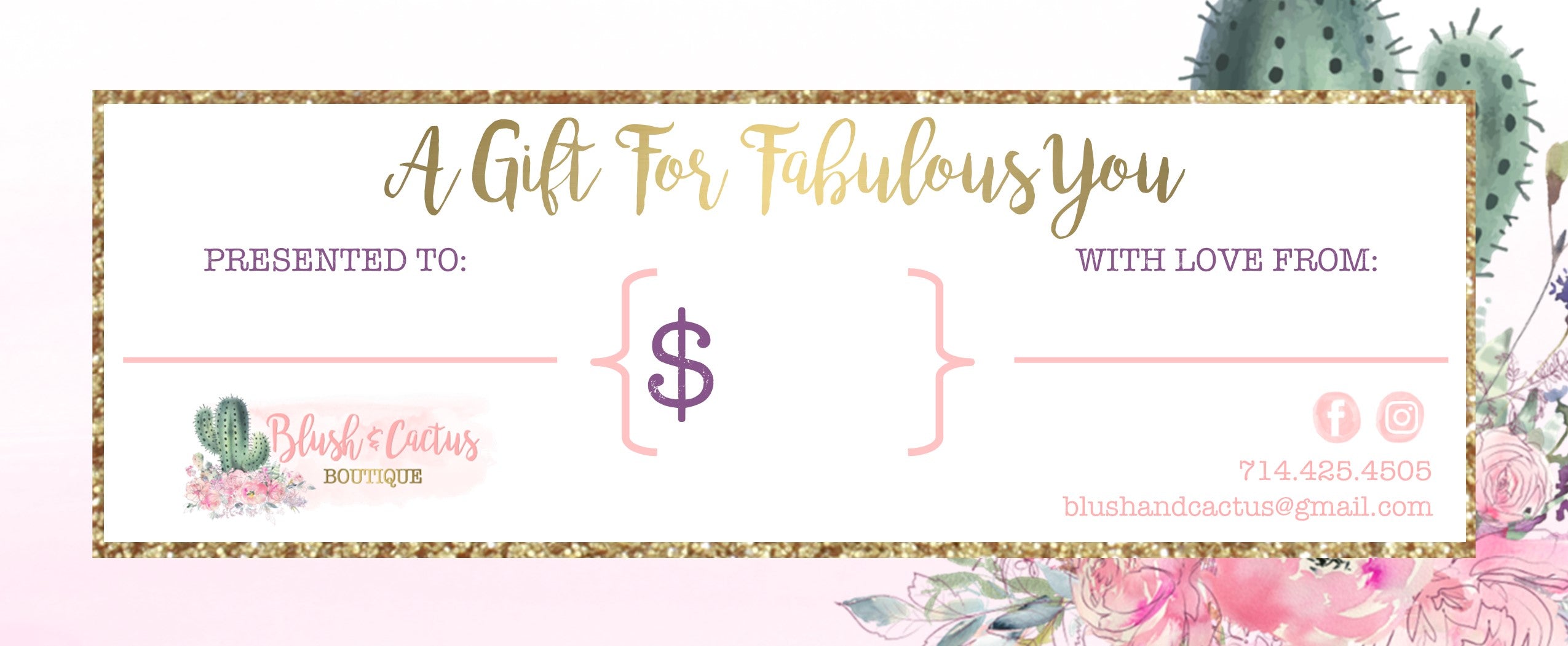 Blush & Cactus Certificates