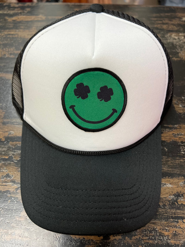 ST PATRICKS Smiley Face Patch St. Patrick's Trucker hat cap - 2 Colors