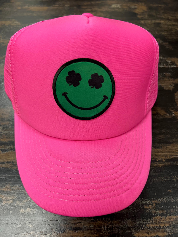 ST PATRICKS Smiley Face Patch St. Patrick's Trucker hat cap - 2 Colors