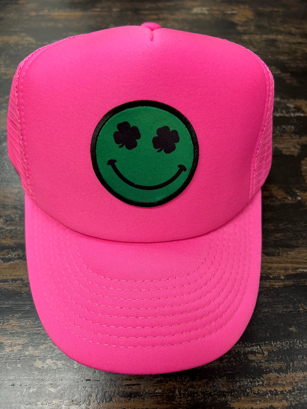 Smiley Face Patch St. Patrick's Trucker hat cap - 2 Colors