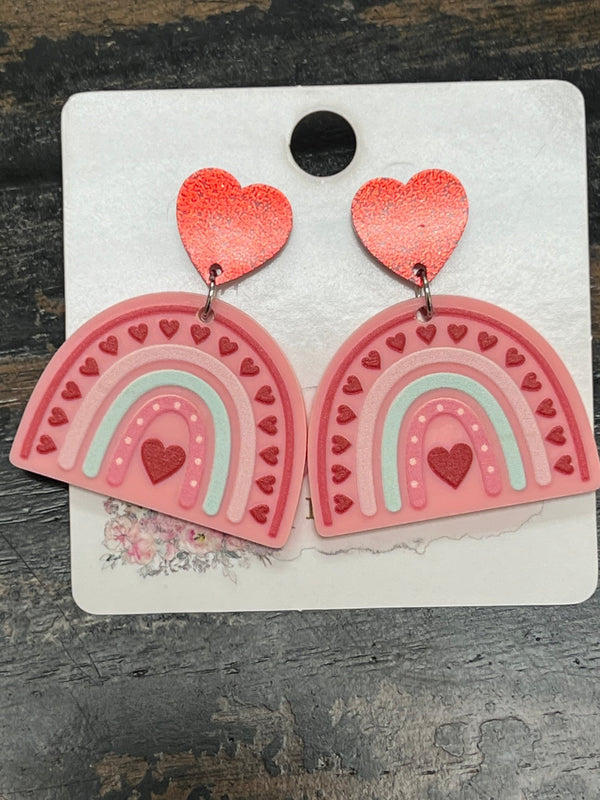 Acrylic Valentine Earrings - Blush & Cactus