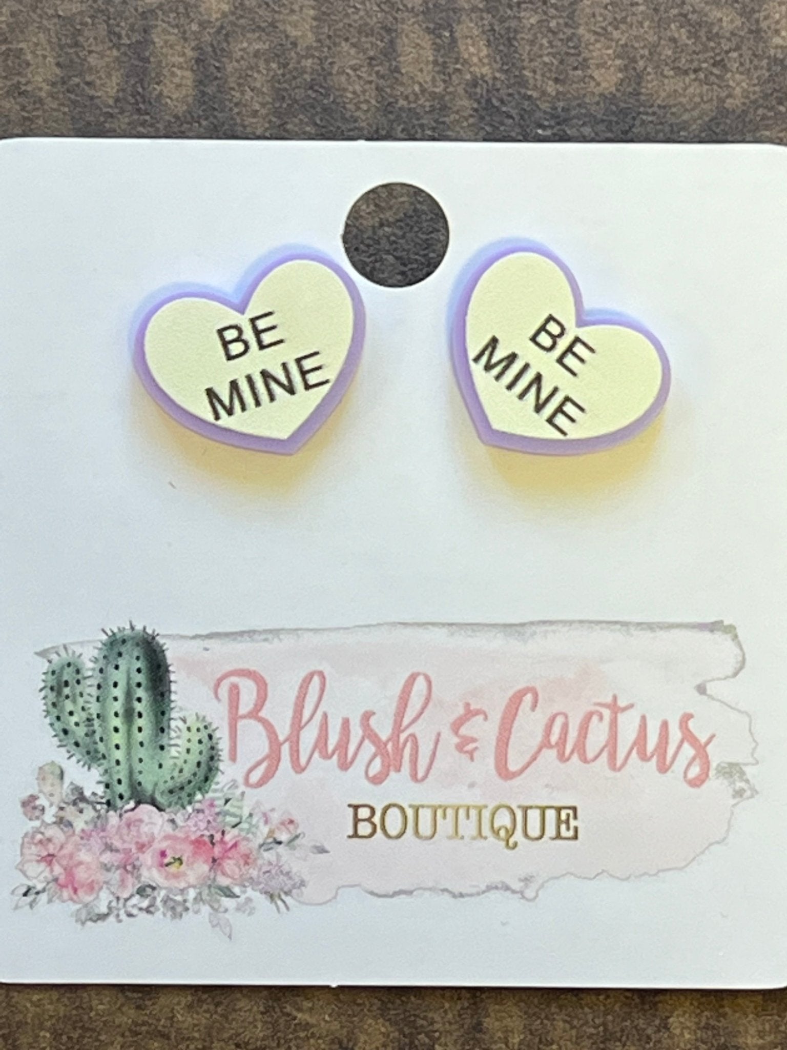 Be Mine Heart Valentine Earring - Blush & Cactus
