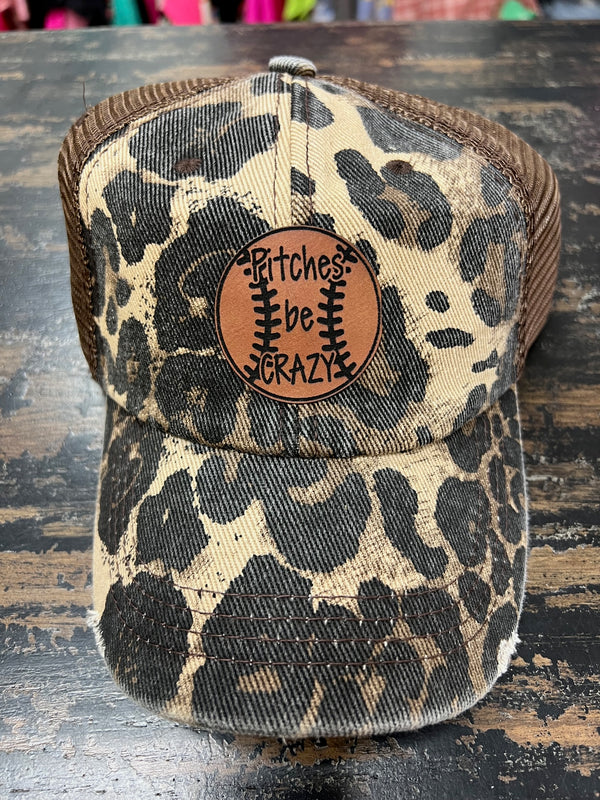 Pitches Be Crazy Leopard Baseball Hat/cap