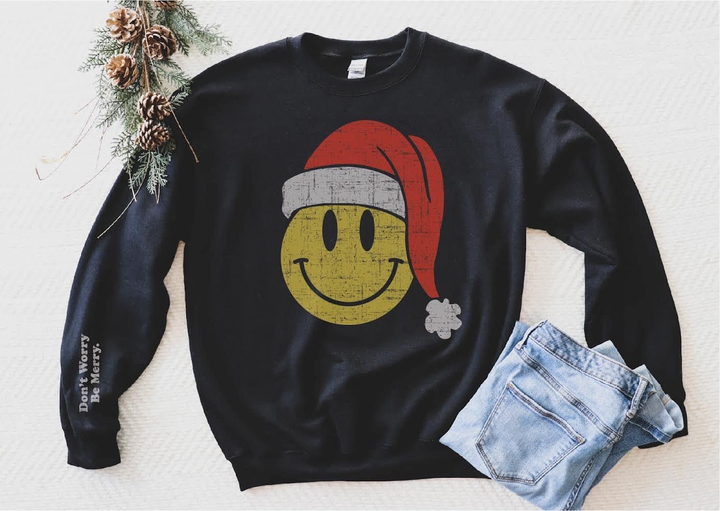 Don't Worry Be Merry - Sweatshirt - Blush & Cactus