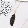 Leather Feather Pendant Necklace - 2 Colors