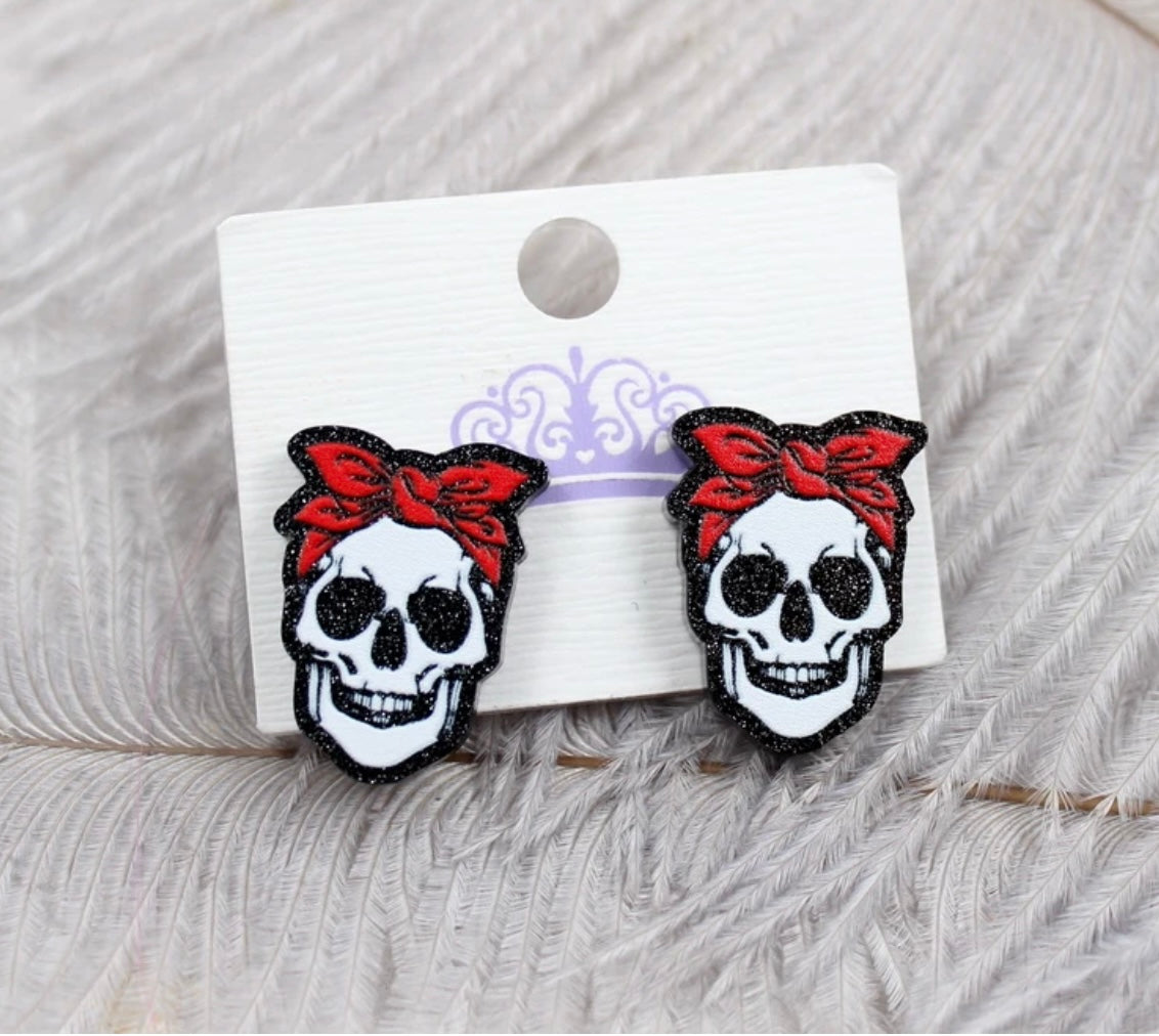 Halloween Girl Skull Earrings