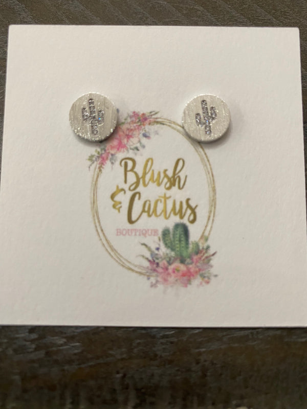Silver Cactus Earrings