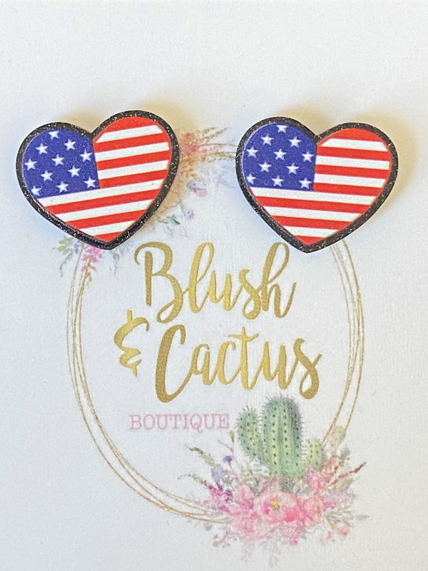 Americana Heart Patriotic earrings