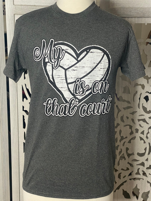NEW My Heart is on that court - Volleyball Graphic Tee