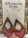 Light Pink Glitter Cutout Teardrop Inset Dangles