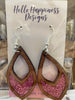 Light Pink Glitter Cutout Teardrop Inset Dangles