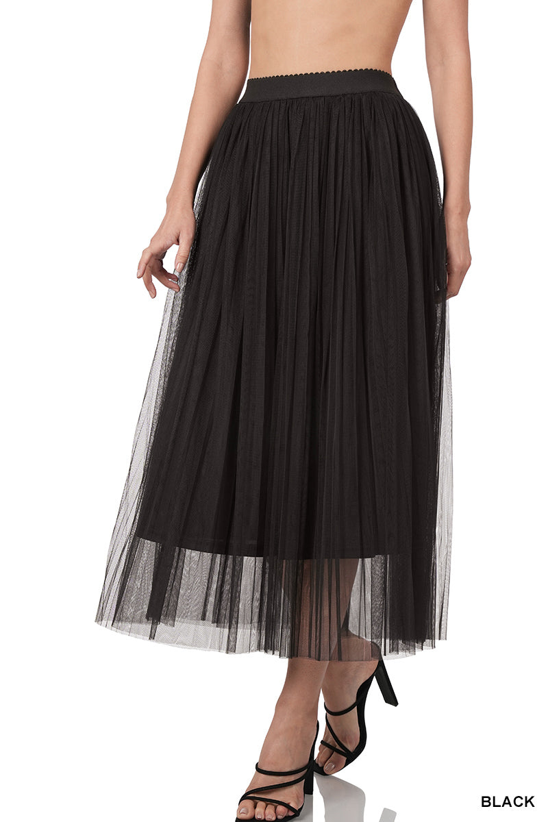 NEW Mesh Pleated Skirt