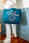 Tote Bag - So Much to Smile About - Teal color