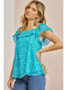 P XMAS JULY Ruffle Turquoise Star  Blouse