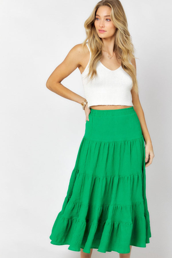 XMAS in July- Boho Ruffle Maxi Skirt - 2 Colors -Curvy Size