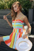 Multi Color Ombre Printed Bodice Button Up Dress