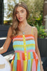 Multi Color Ombre Printed Bodice Button Up Dress