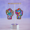 Stained Glass Cactus Inset Dangle Earrings
